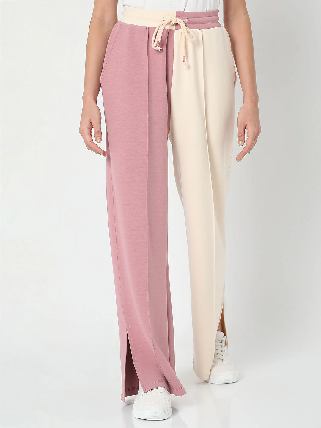 Beige Colourblocked Co-Ord Sweatpants - Image 2
