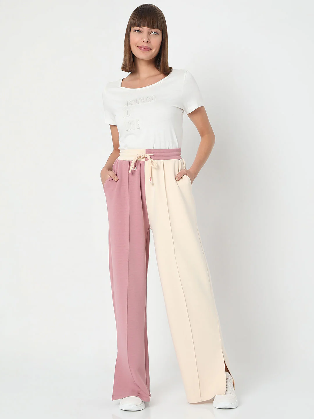 Beige Colourblocked Co-Ord Sweatpants - Image 6