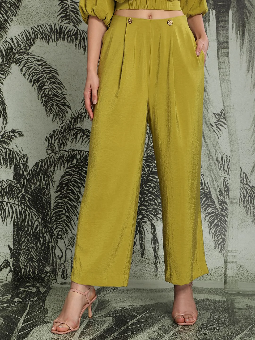 Marquee Lime Green Wide Leg Co-Ord Set Pants - Image 2