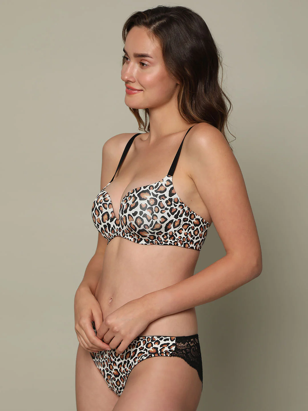 Intimates Black Animal Print Non-Wired Bra - Image 3