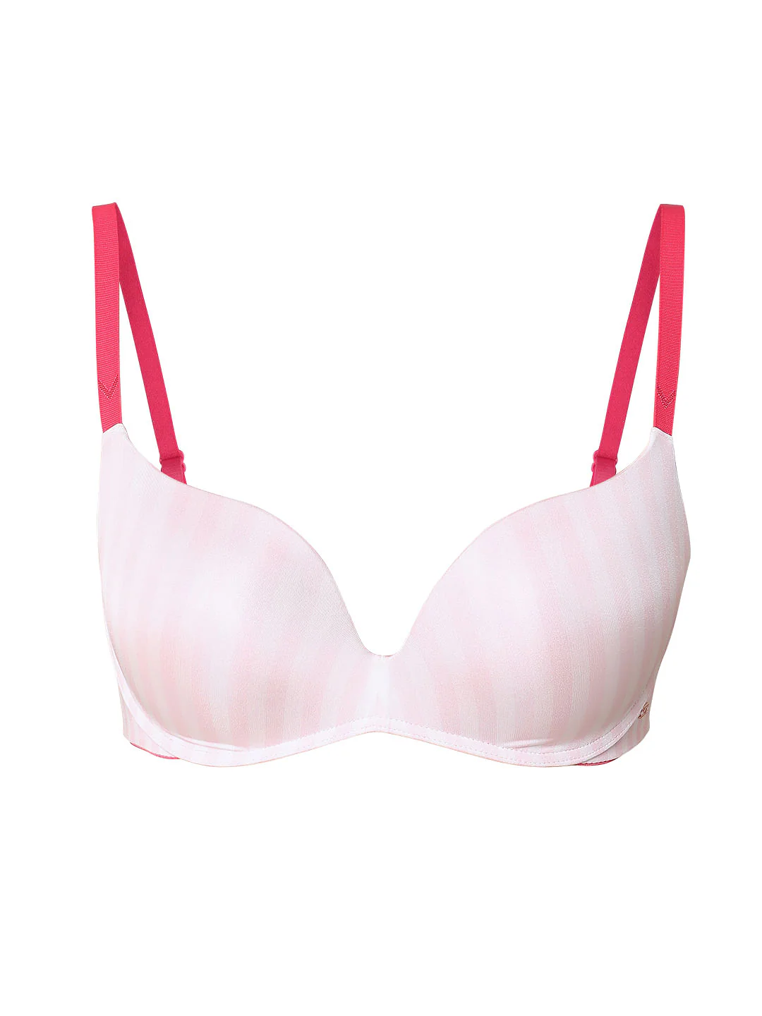 Pink Striped Padded Semi Coverage Push-Up Bra - Image 7