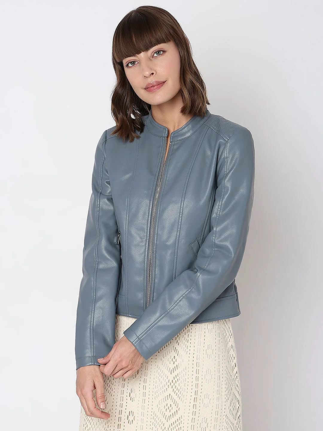 Grey Pu Short Jacket - Image 2