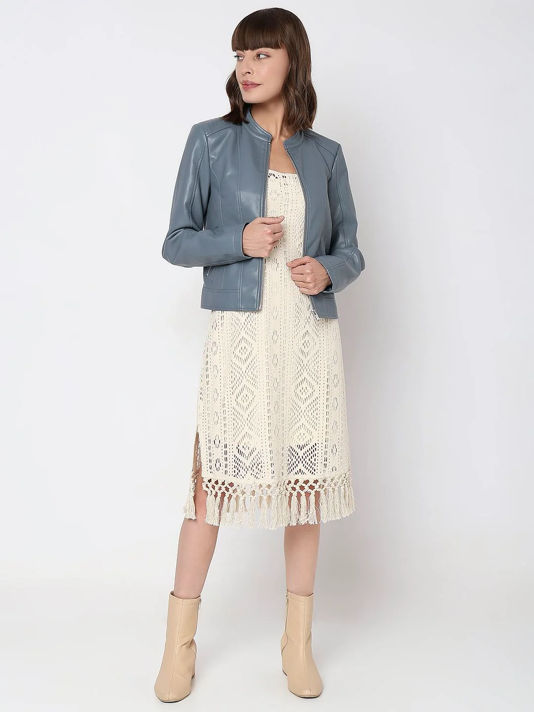 Grey Pu Short Jacket - Image 5