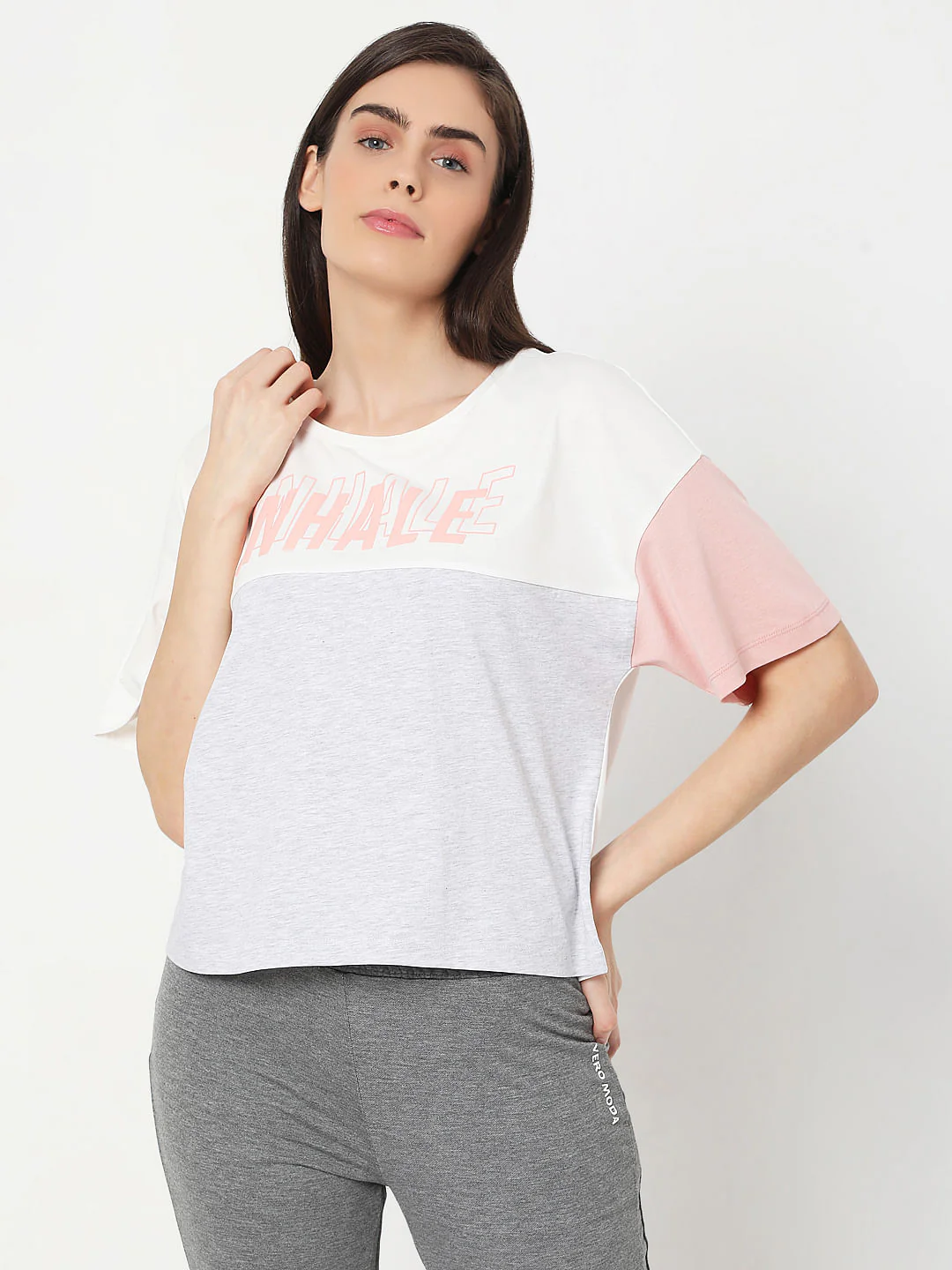 White Colourblocked Lounge T-Shirt
