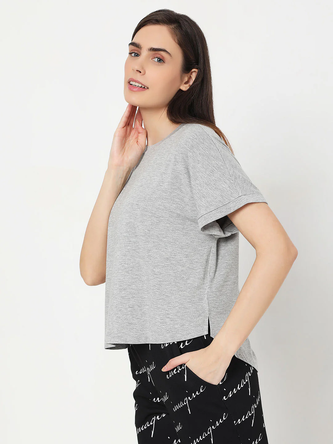 Grey Asymmetric T-Shirt - Image 2