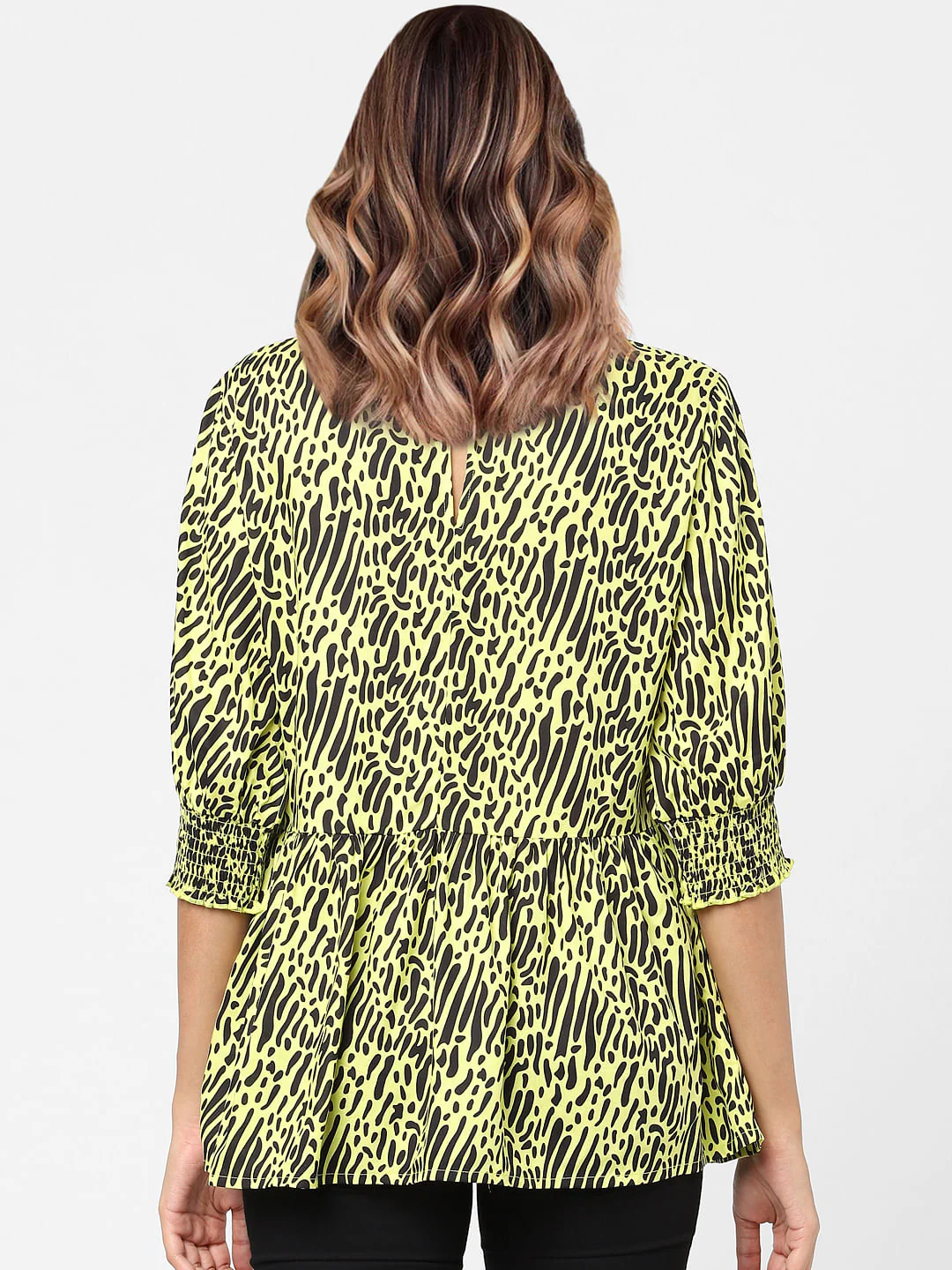 Lime Green Abstract Print Top - Image 3