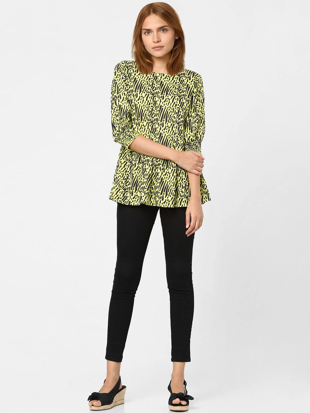 Lime Green Abstract Print Top - Image 4