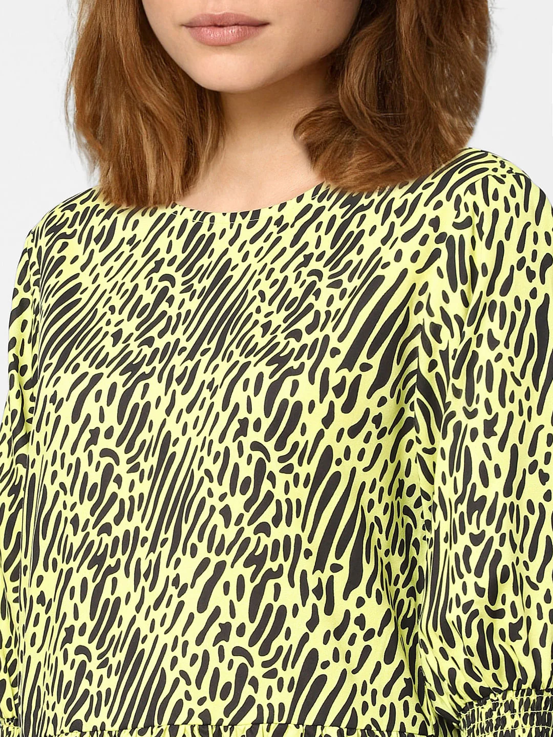 Lime Green Abstract Print Top - Image 5