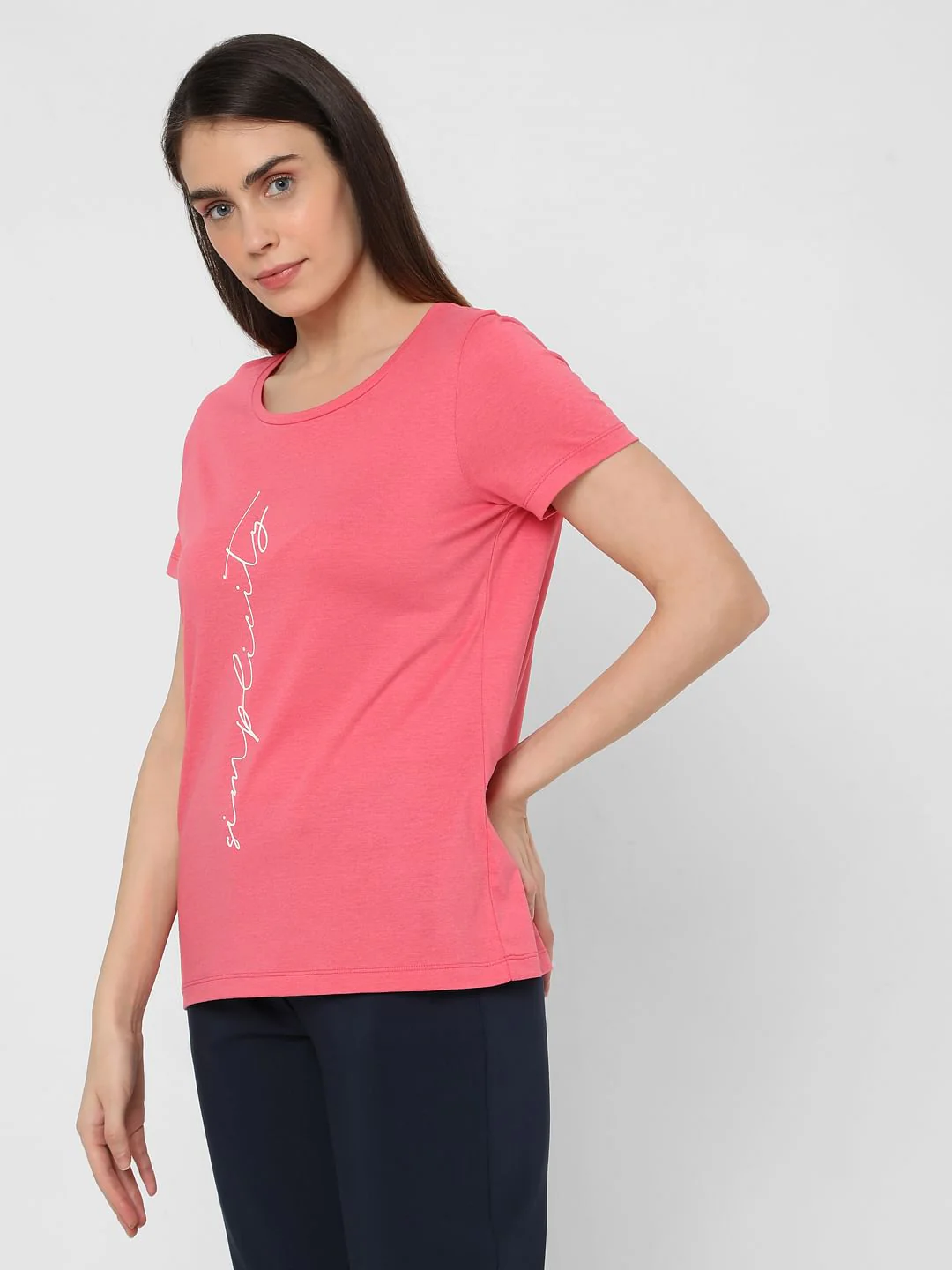 Pink Typography Print T-Shirt