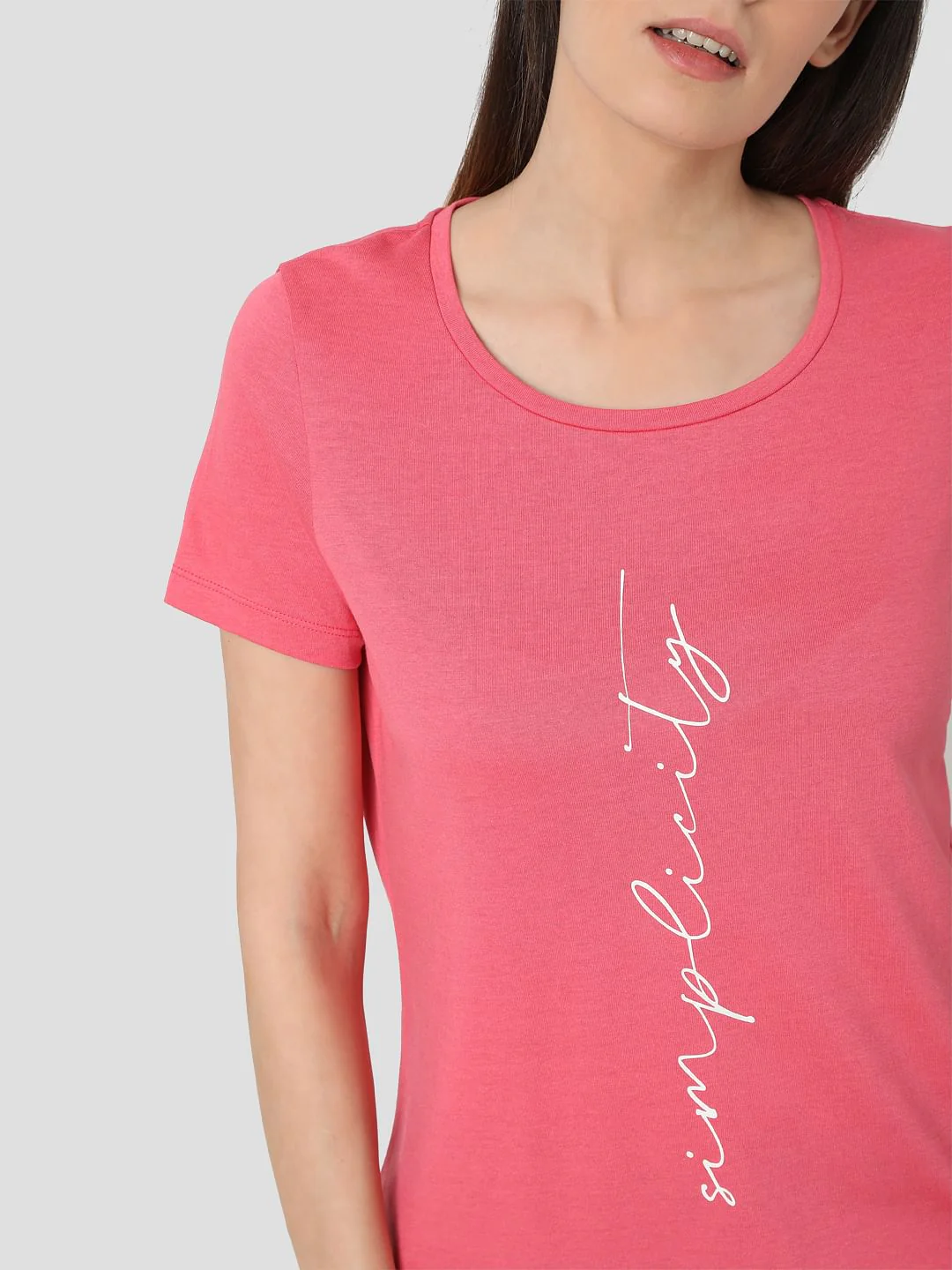 Pink Typography Print T-Shirt - Image 4