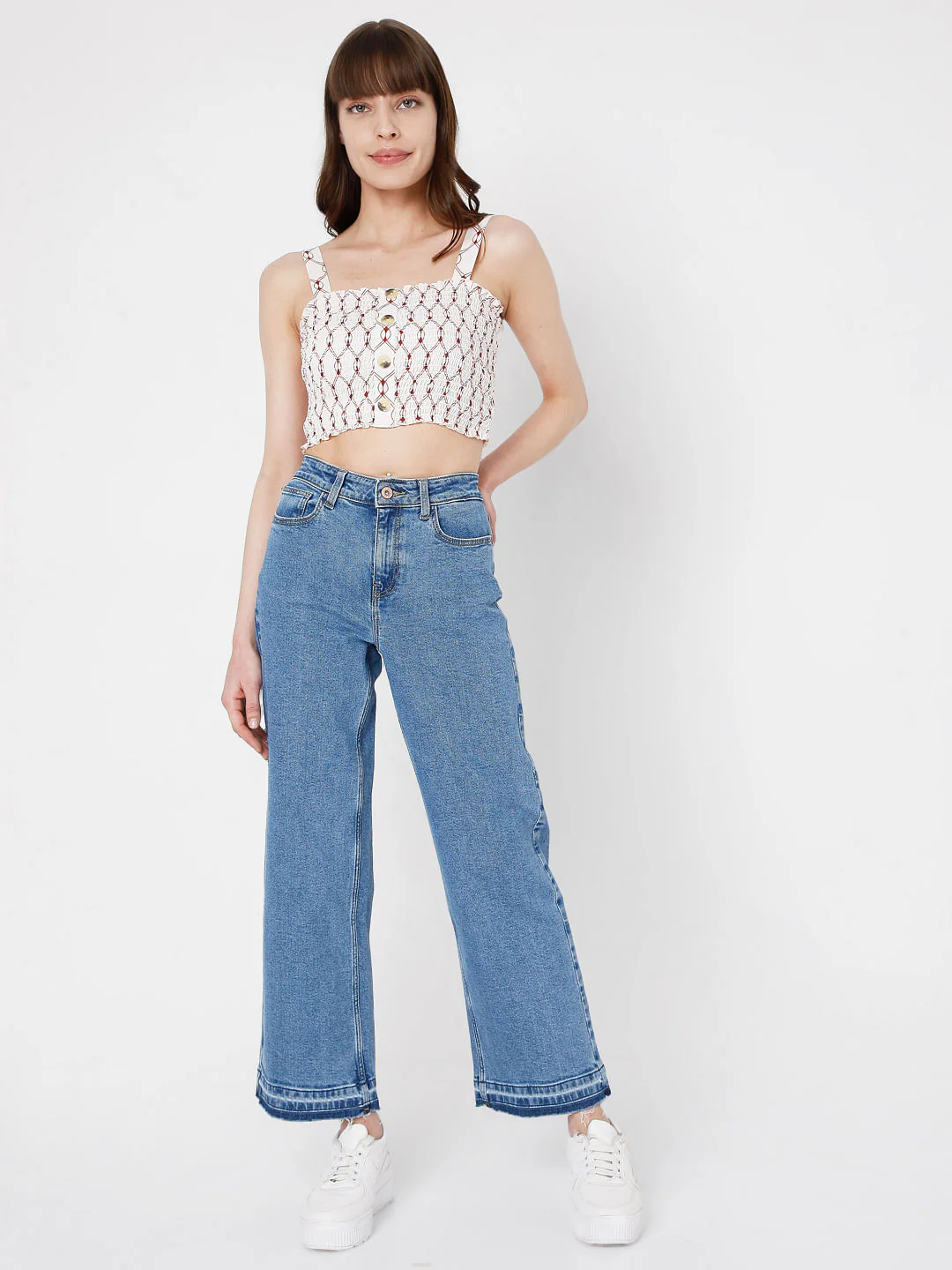 White Printed Cropped Top - Image 5