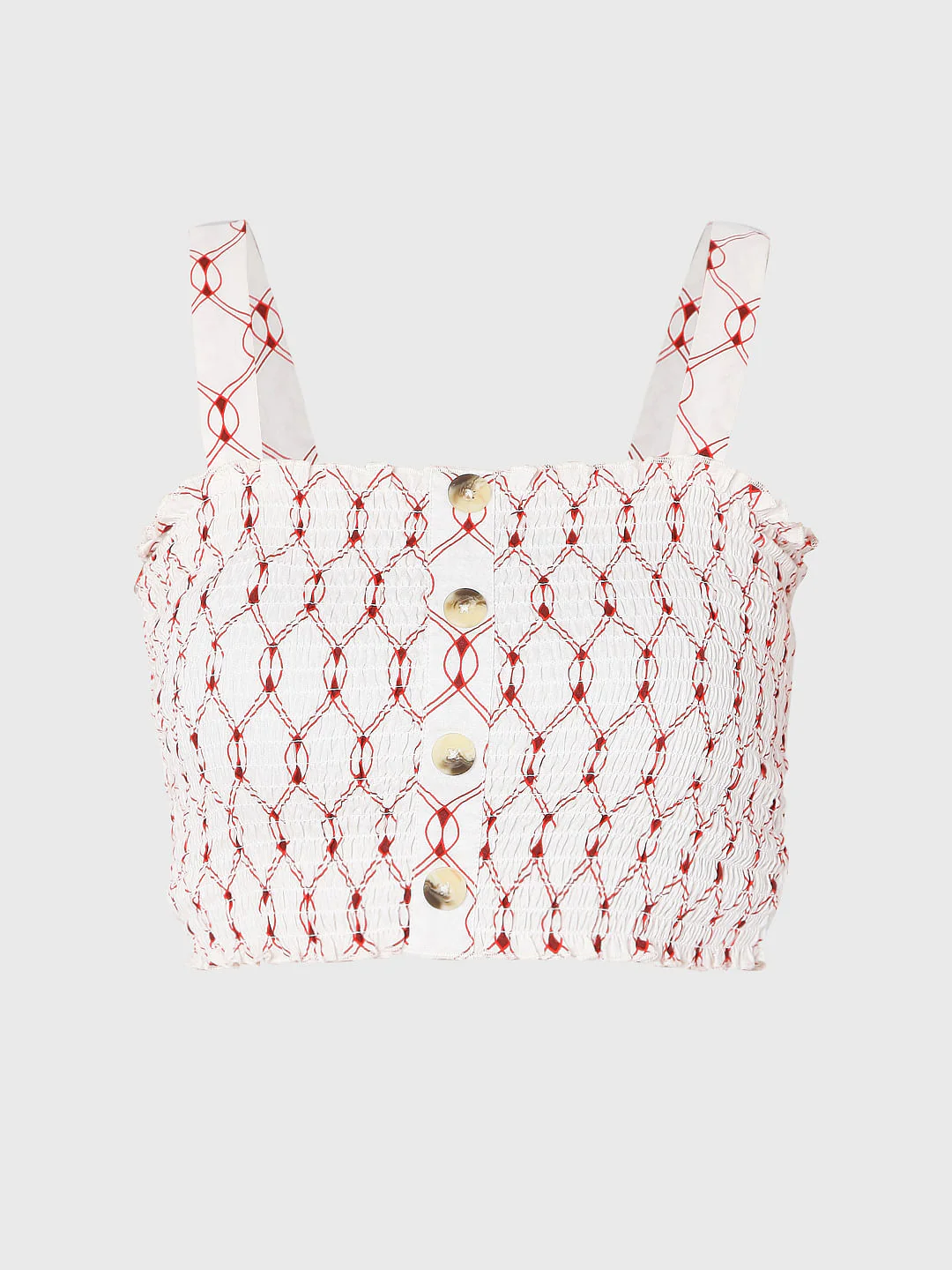 White Printed Cropped Top - Image 7