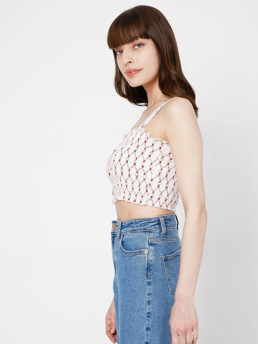 White Printed Crop Top - Image 3