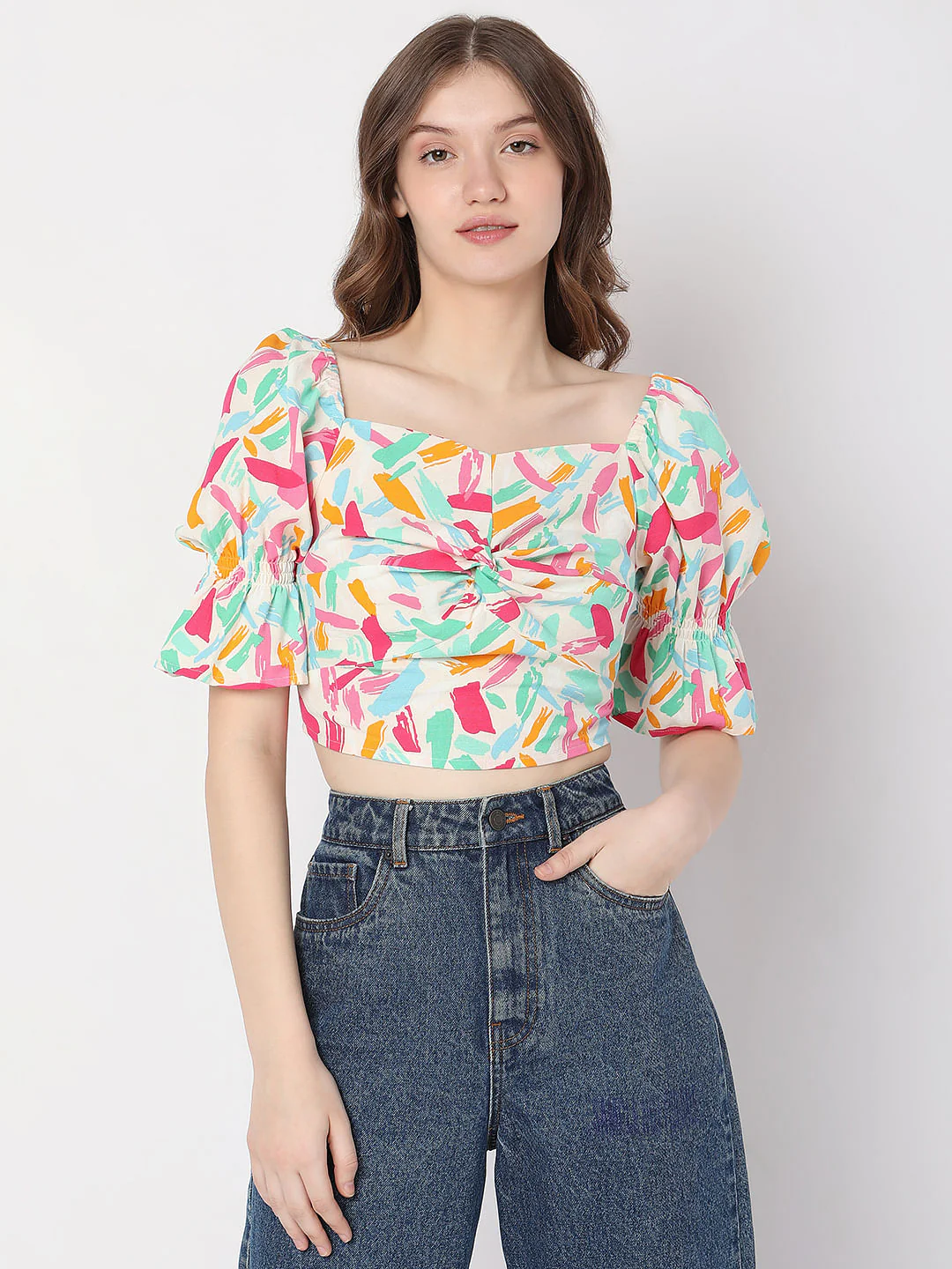 Off-White Printed Crop Top - Image 2