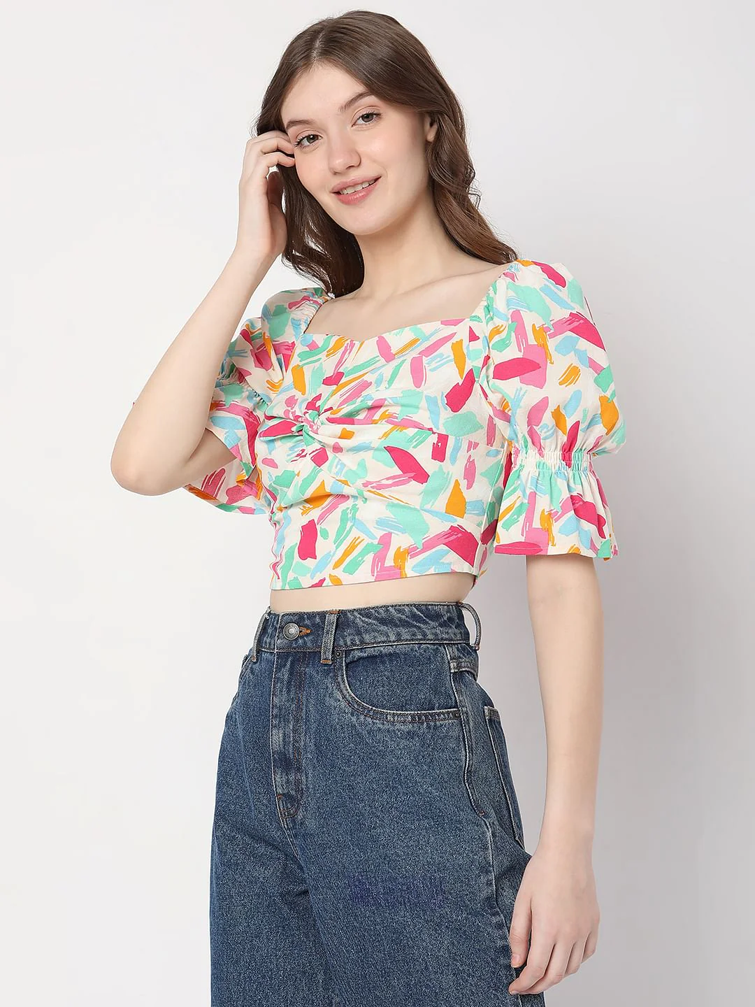 Off-White Printed Crop Top - Image 3