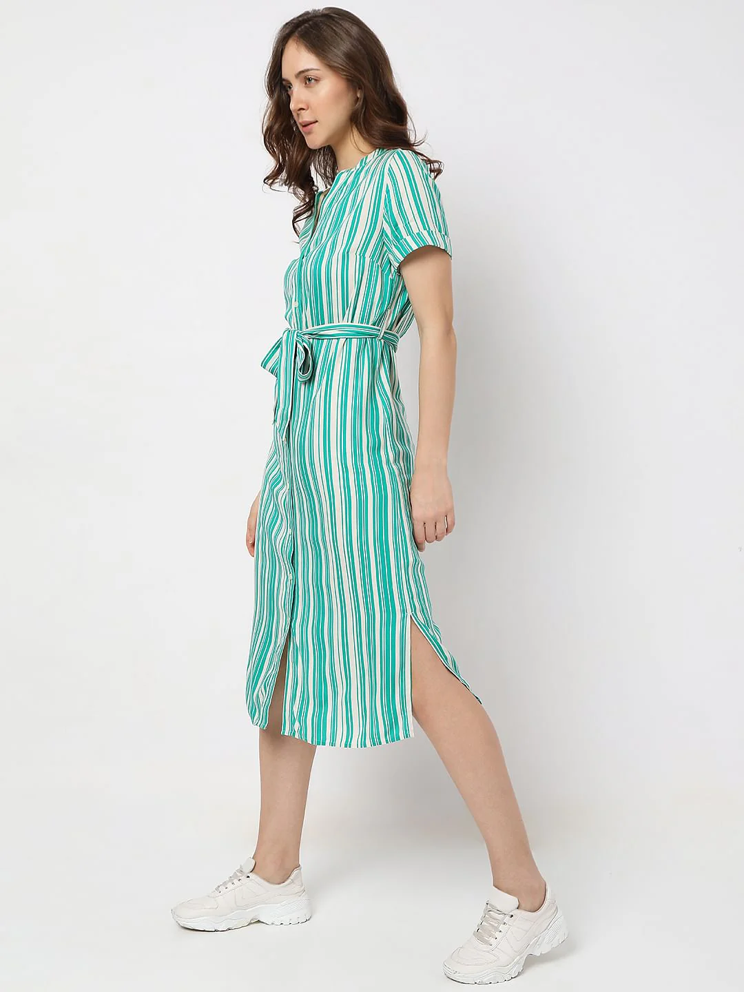 Green Striped Shirt Dress - Image 3
