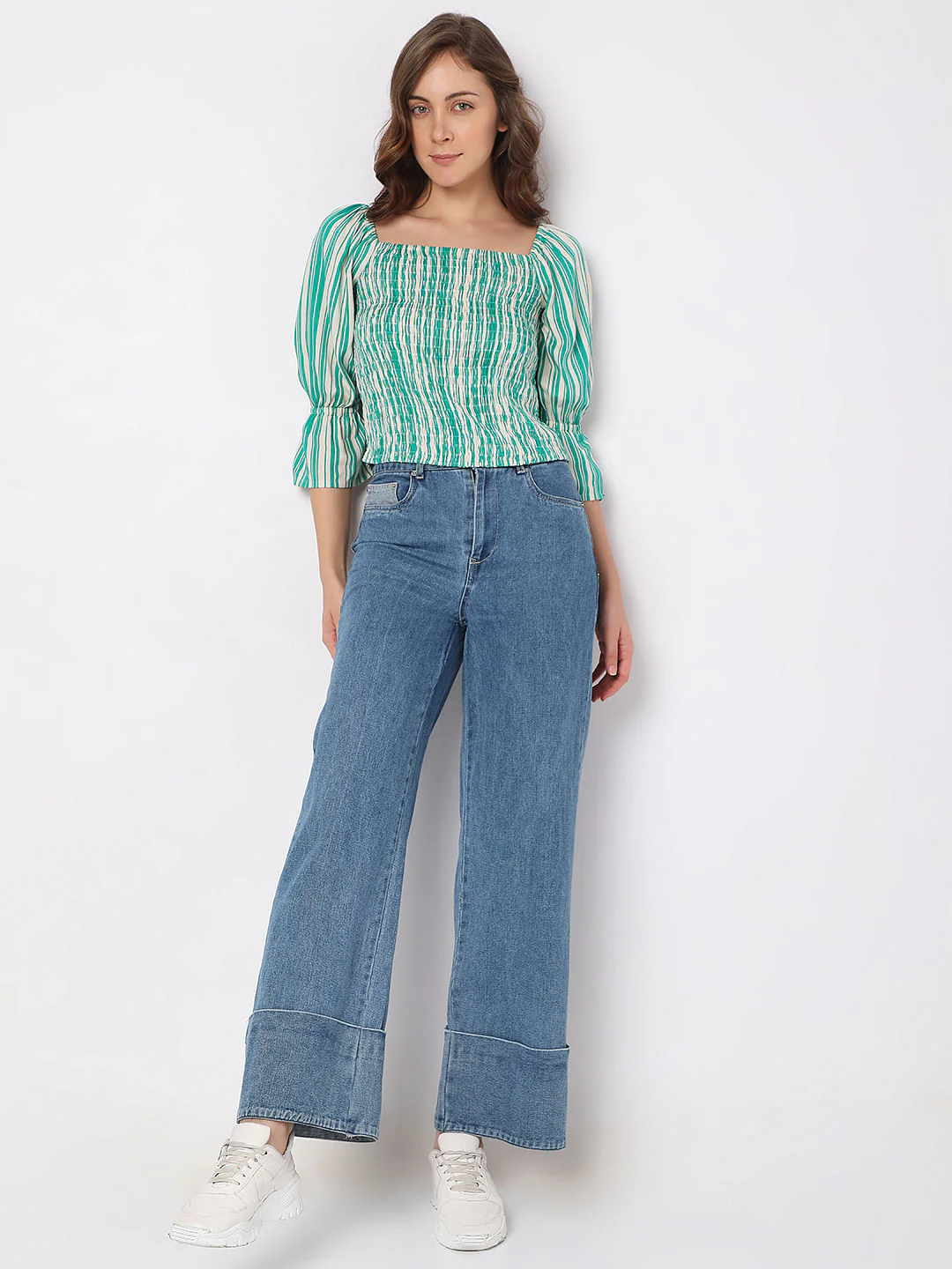 Green Striped Smocked Top - Image 5