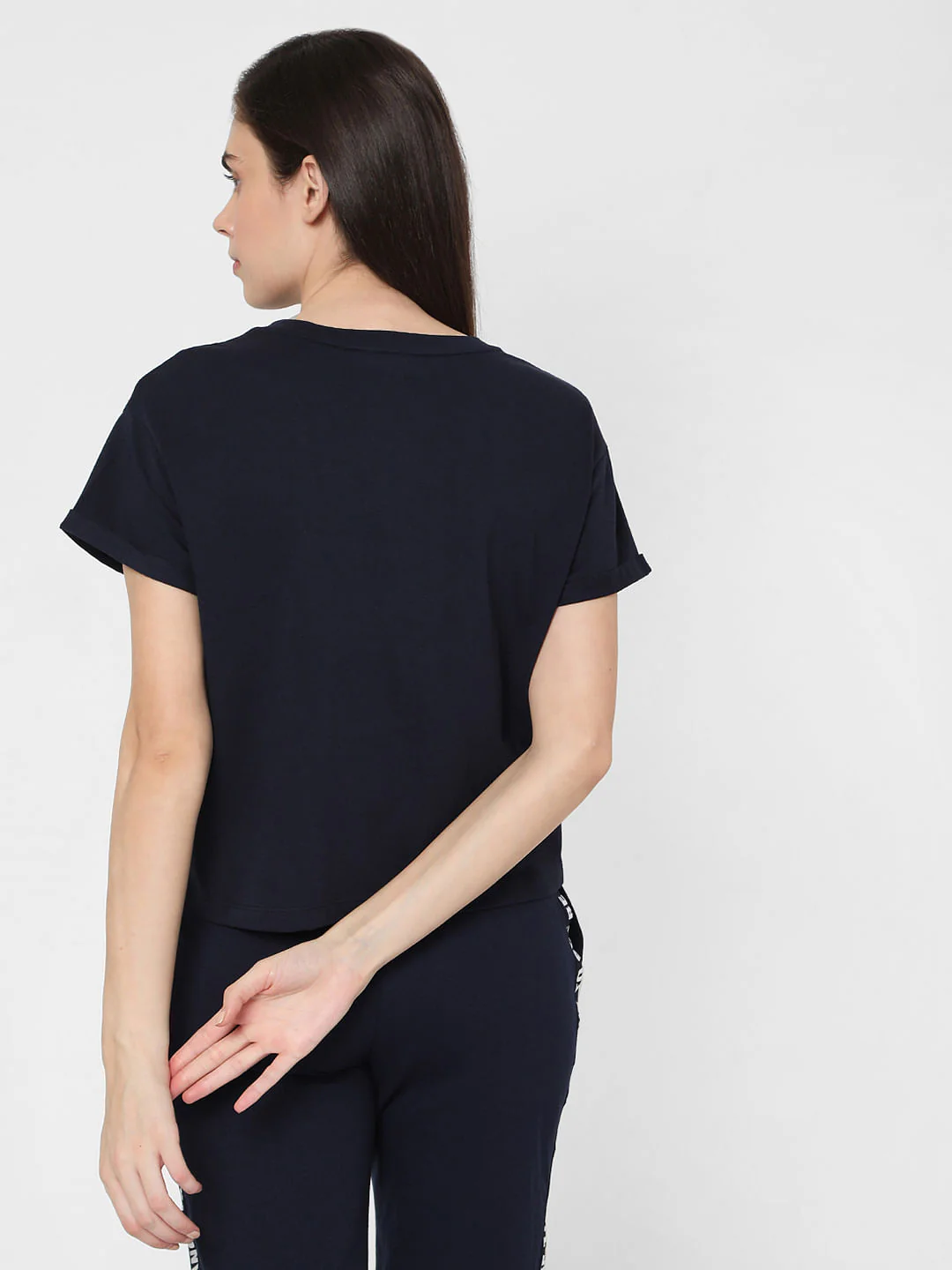 Navy Blue Text Print Lounge T-Shirt - Image 2