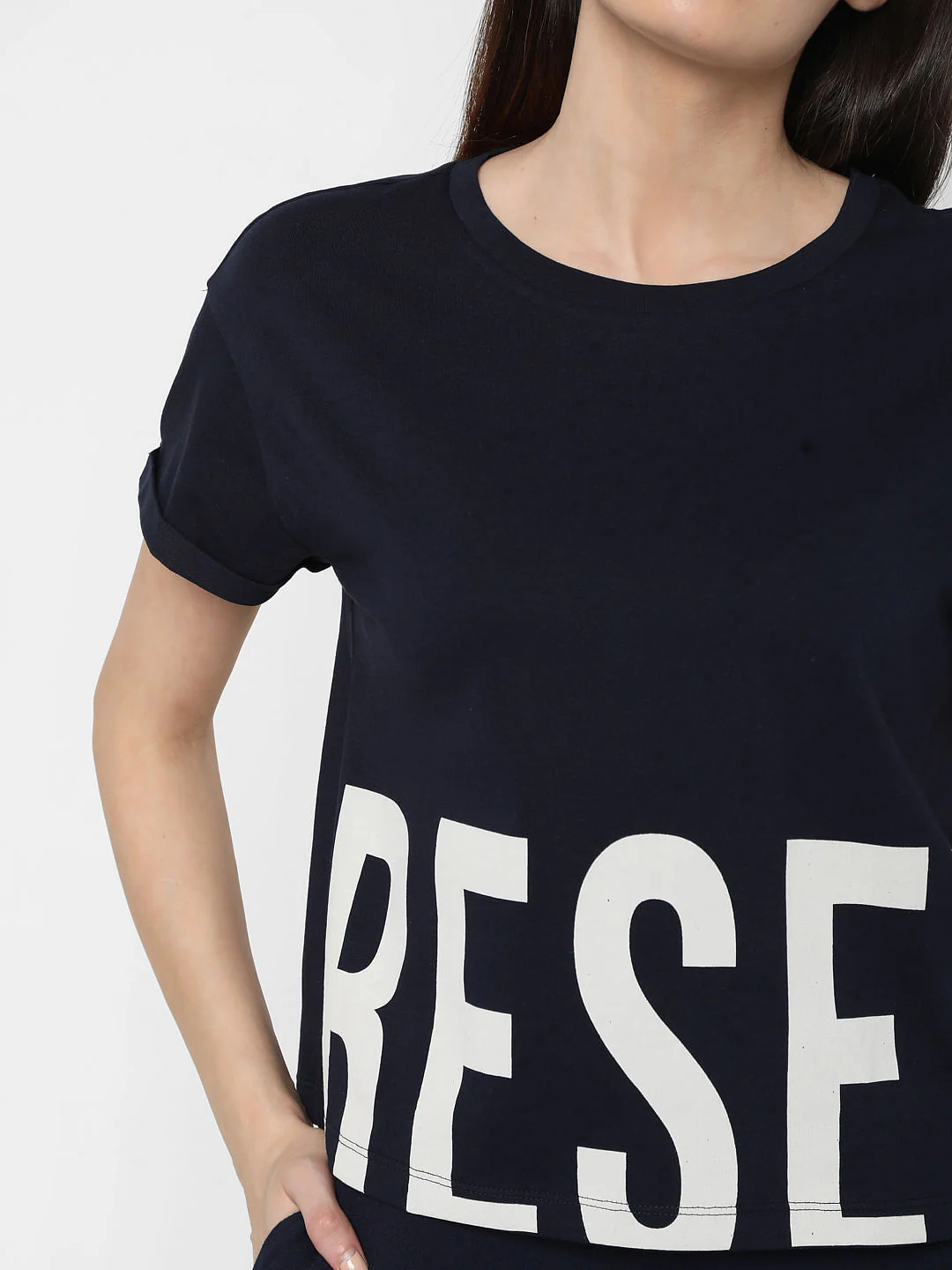 Navy Blue Text Print Lounge T-Shirt - Image 4