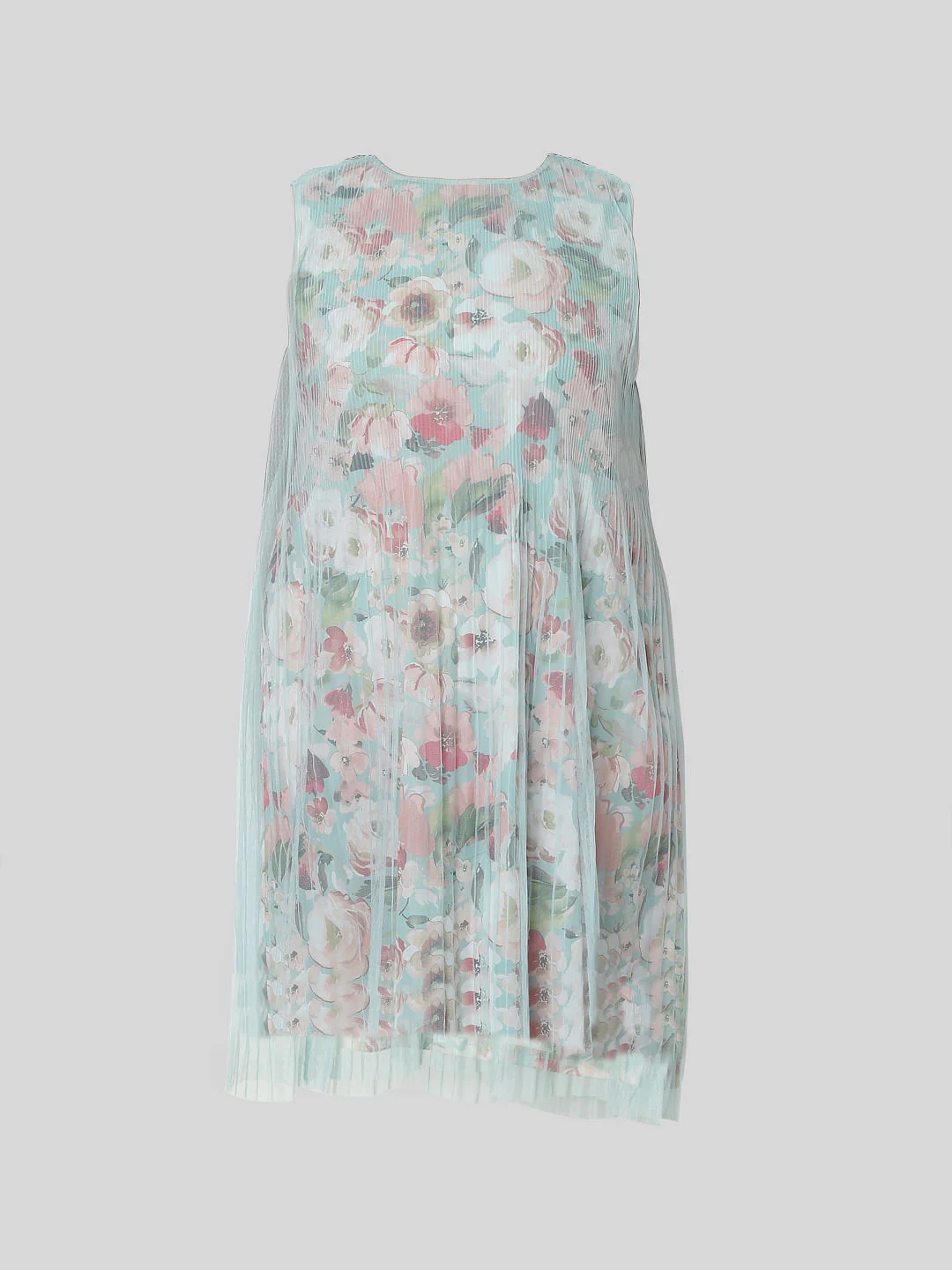 Curve Green Floral Mesh Layered Dress - Image 7