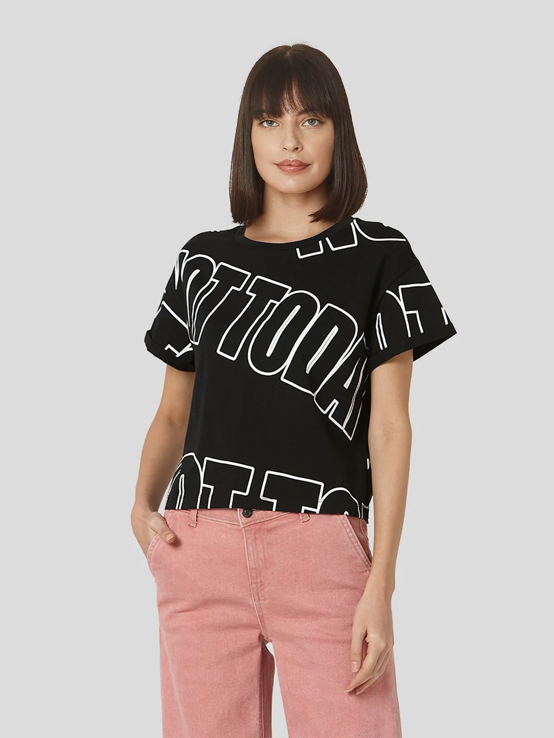 Black Cropped Lounge T-Shirt