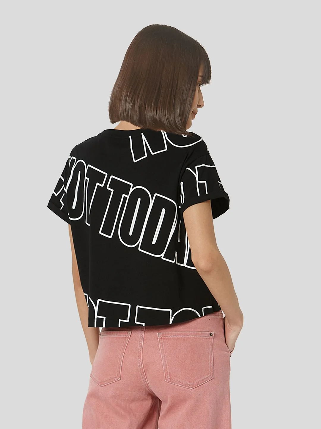Black Cropped Lounge T-Shirt - Image 3