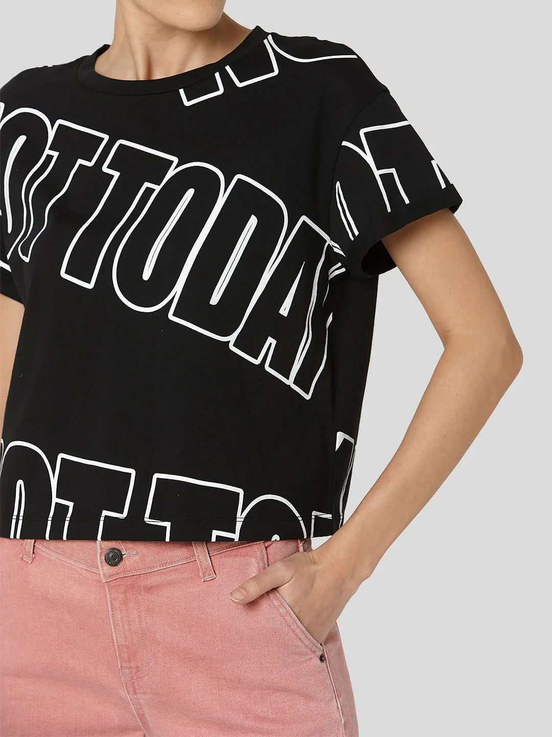 Black Cropped Lounge T-Shirt - Image 5