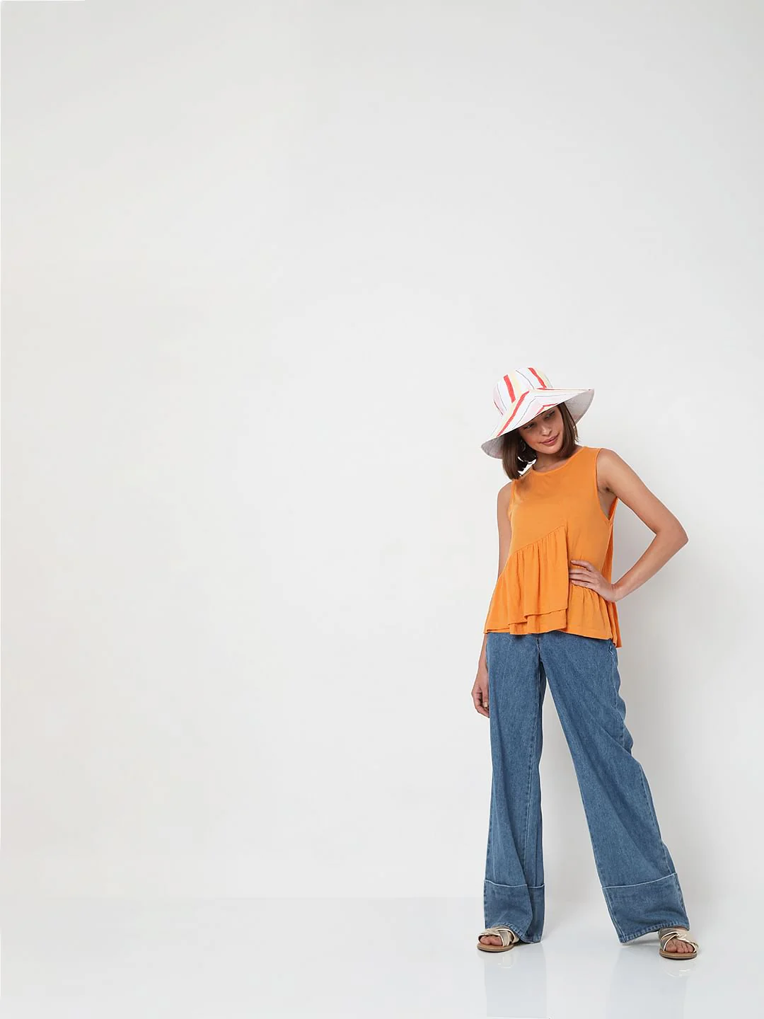 Orange Peplum Top