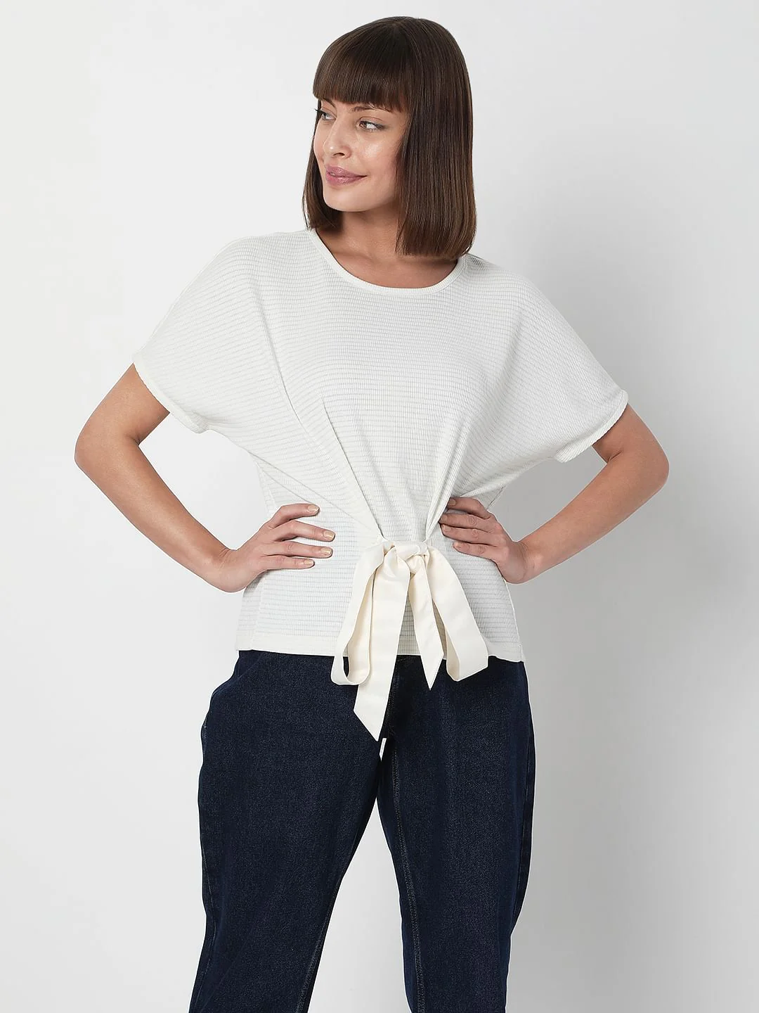 White Textured T-Shirt - Image 2