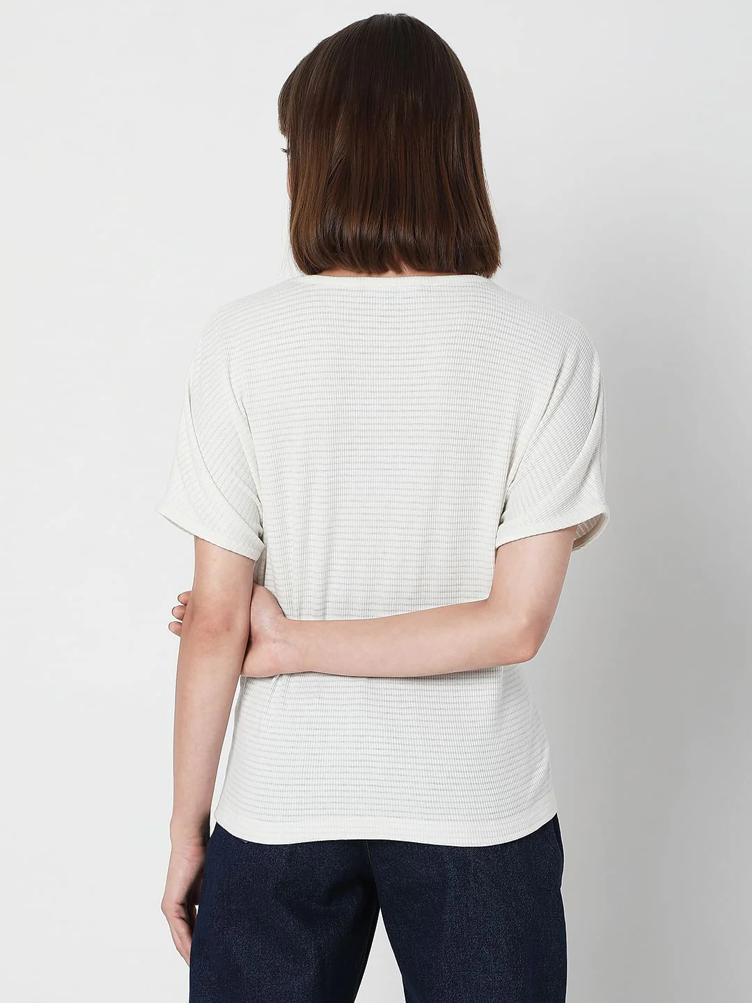 White Textured T-Shirt - Image 4