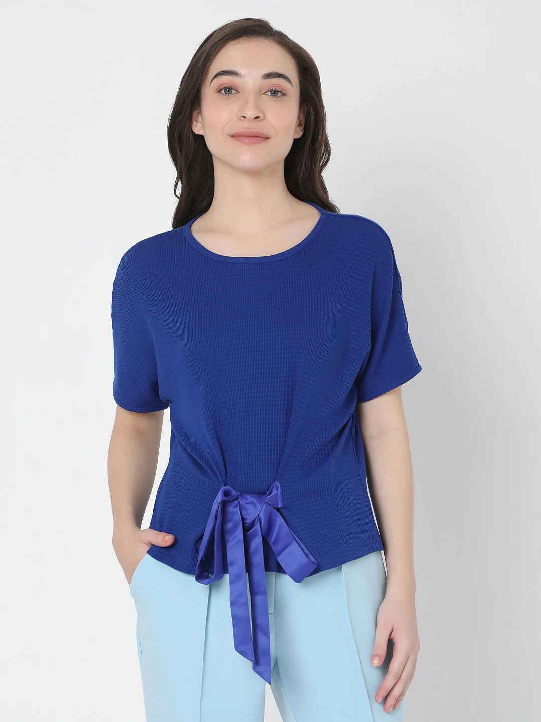 Blue Front Tie-Up Top - Image 2