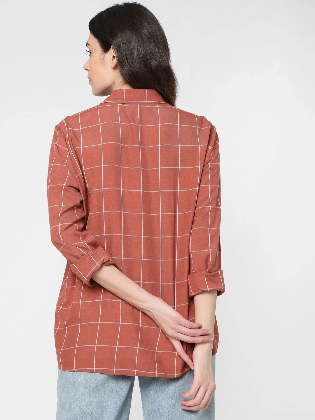 Brown Windowpane Check Shirt - Image 4