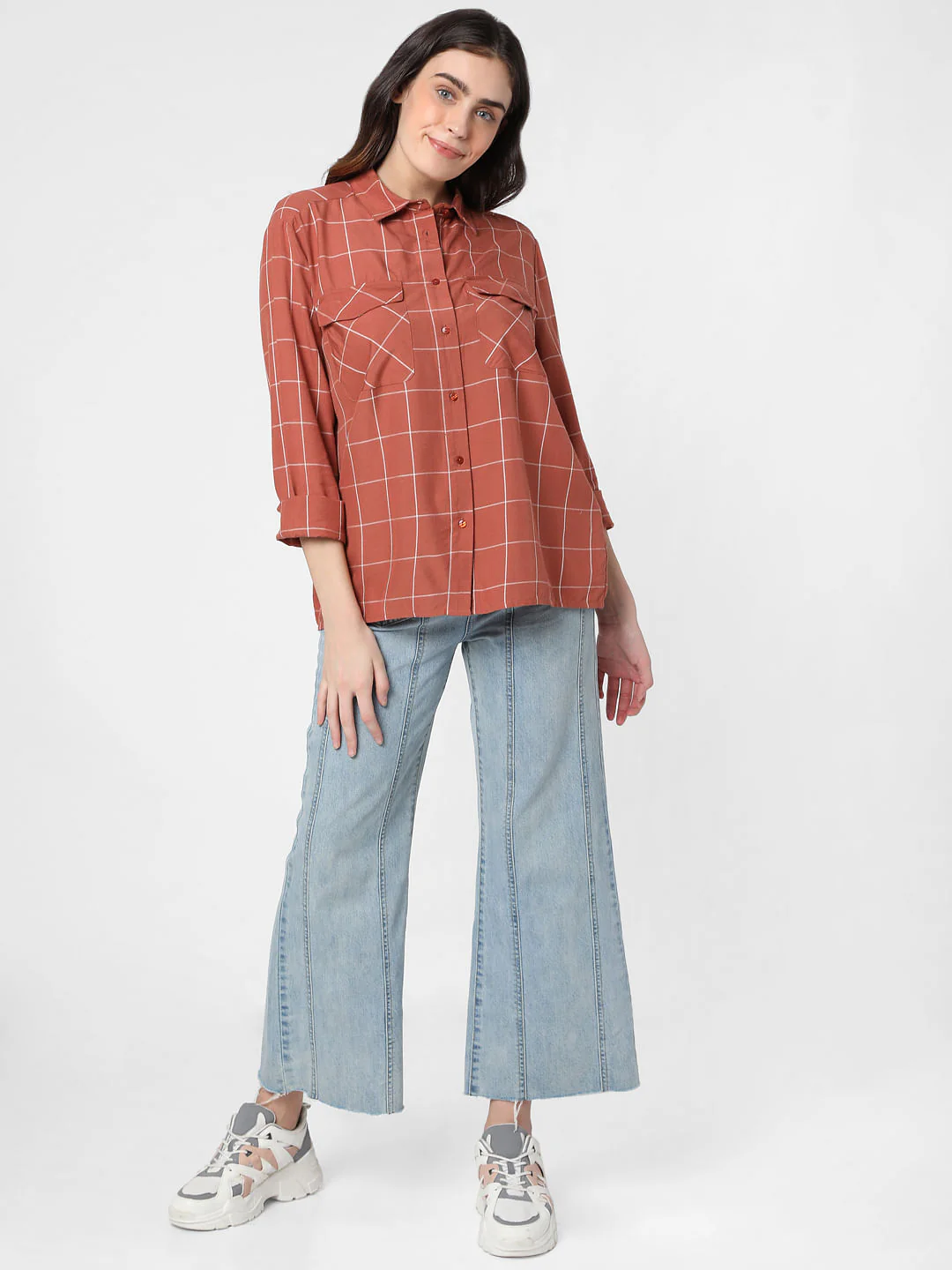Brown Windowpane Check Shirt - Image 5