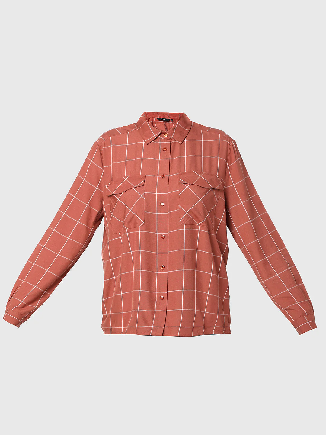 Brown Windowpane Check Shirt - Image 7