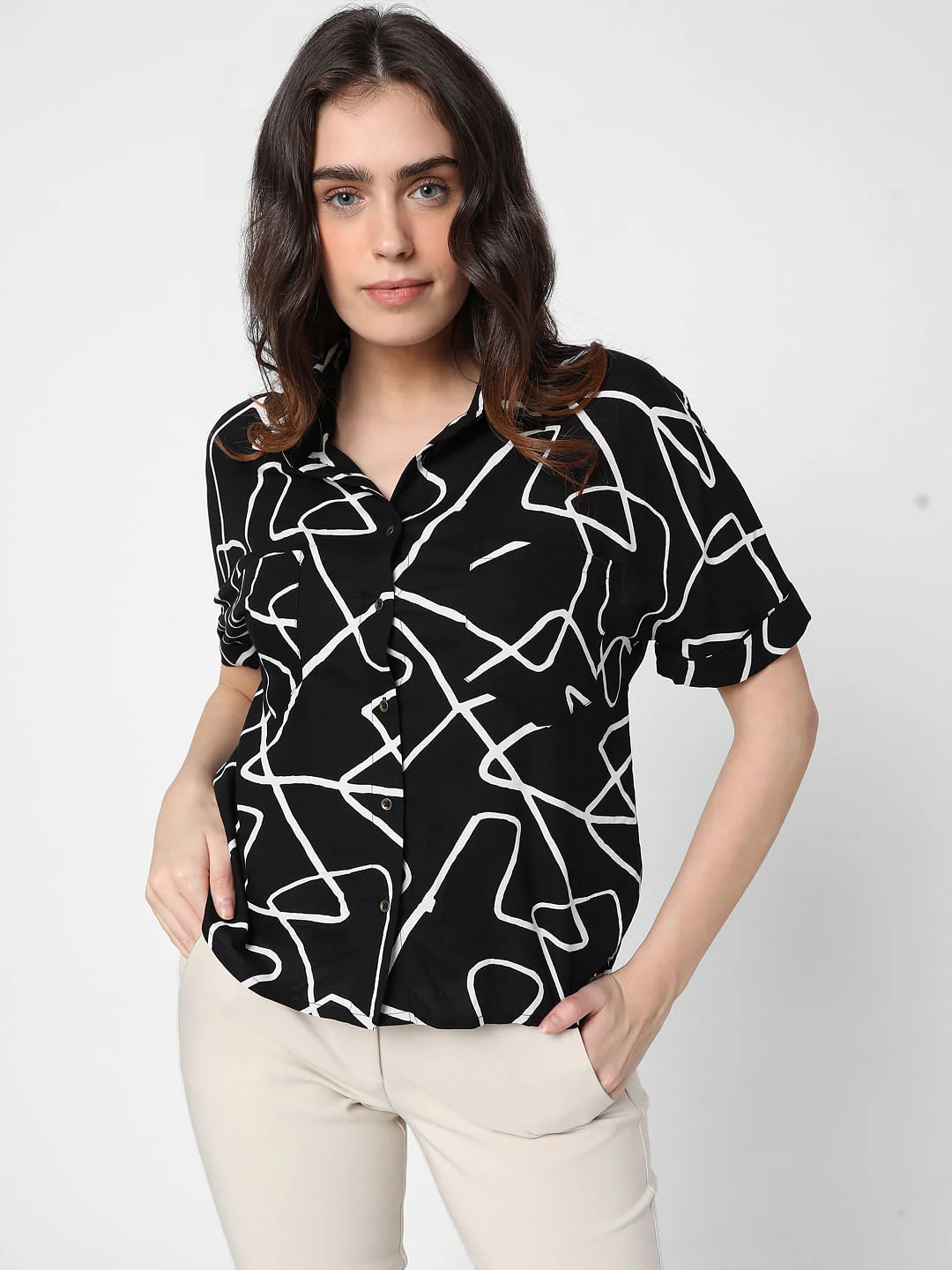 Black Abstract Print Shirt - Image 2