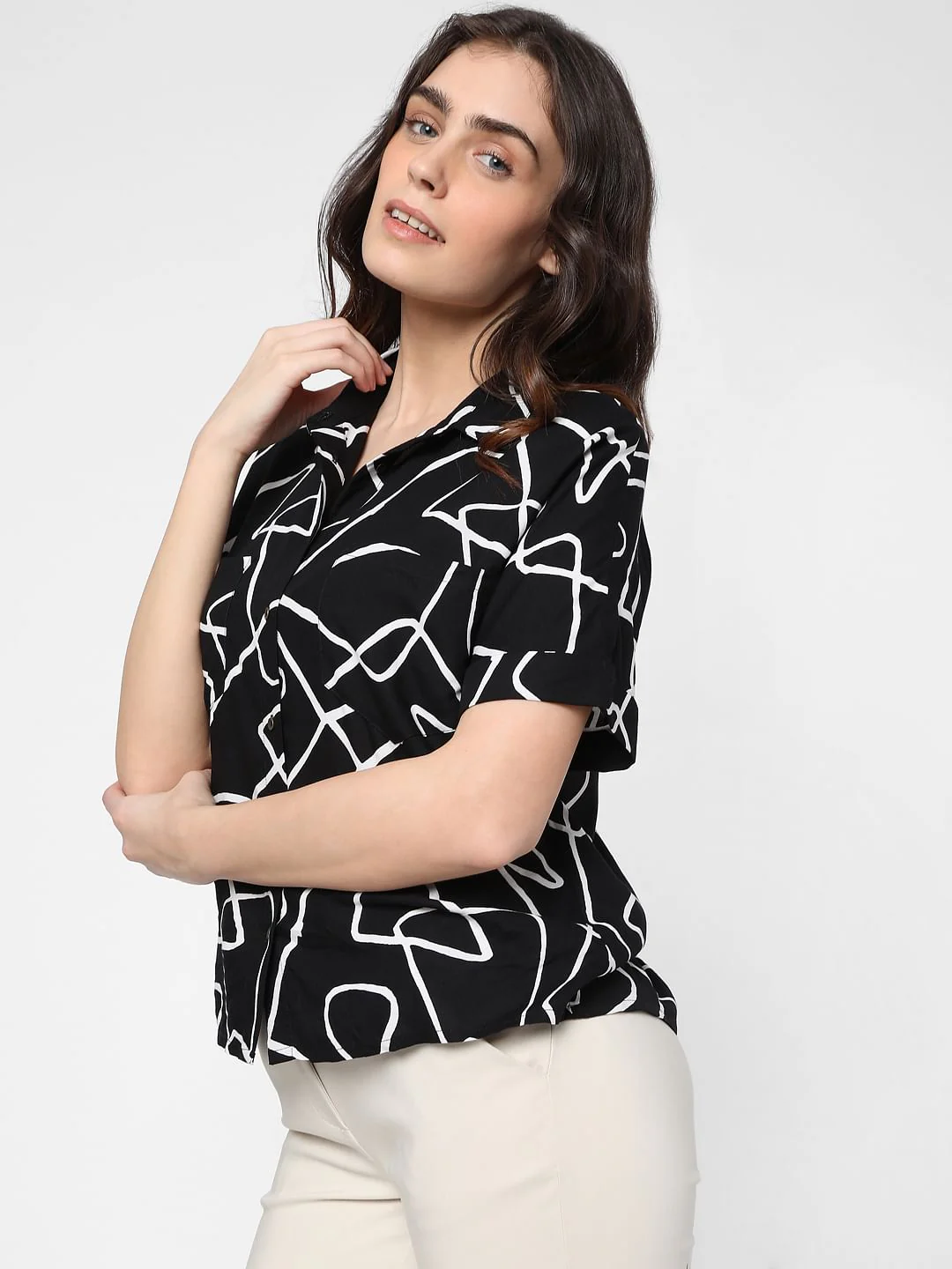Black Abstract Print Shirt - Image 3