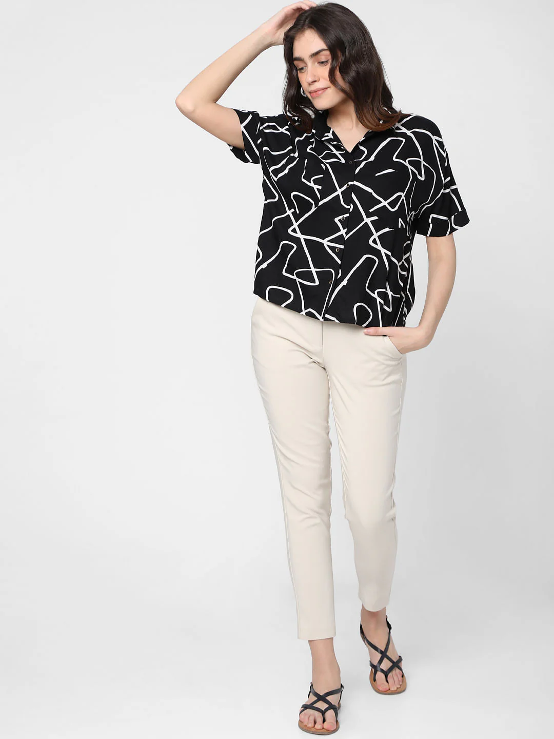 Black Abstract Print Shirt - Image 5