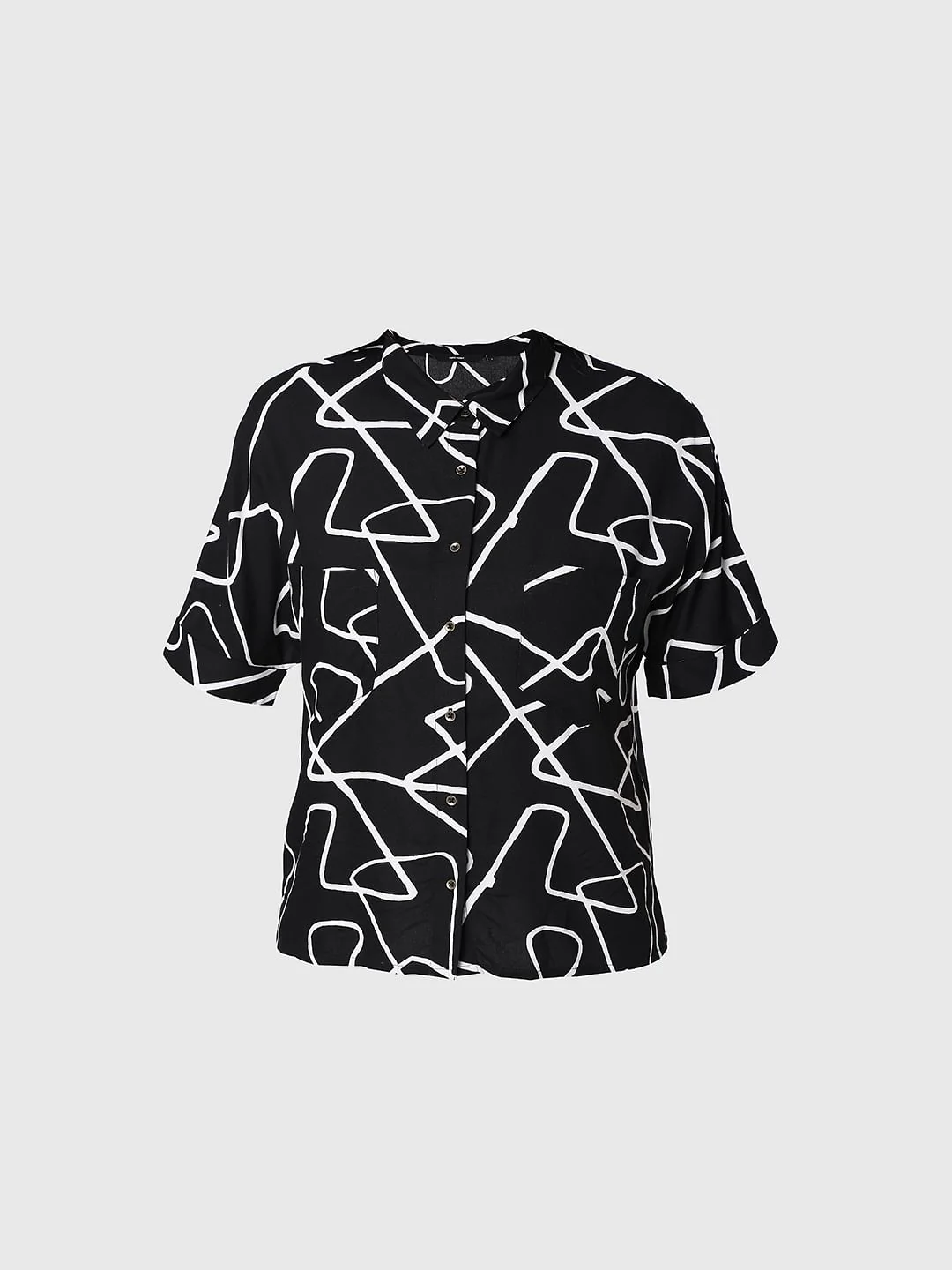 Black Abstract Print Shirt - Image 7