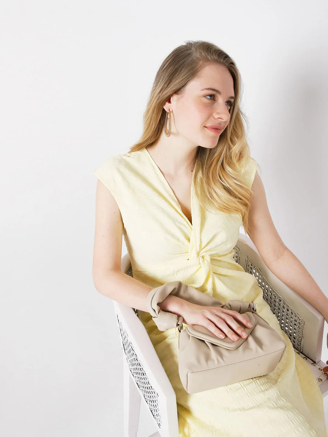 Yellow Front Twist Dress