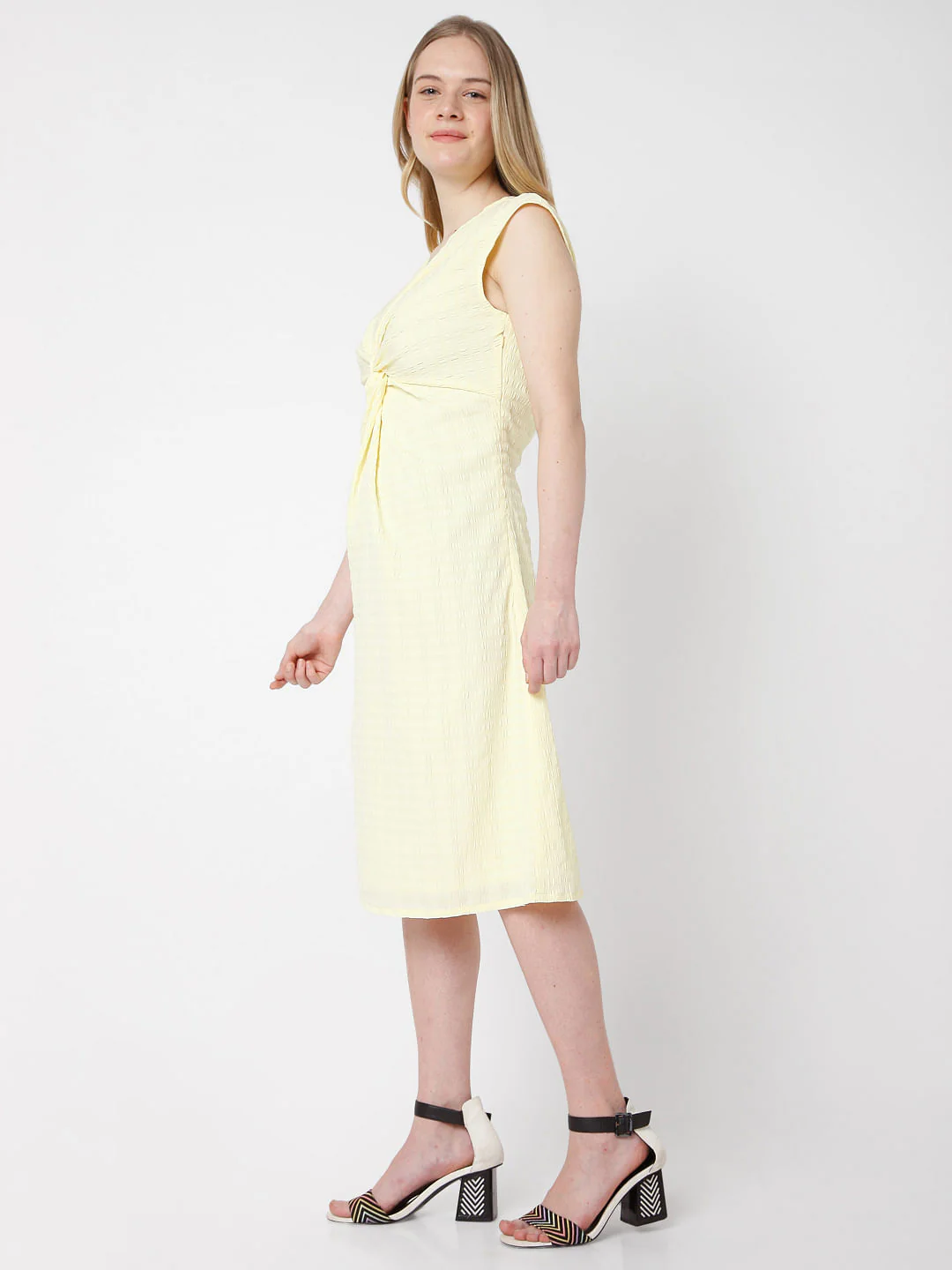 Yellow Front Twist Dress - Image 3
