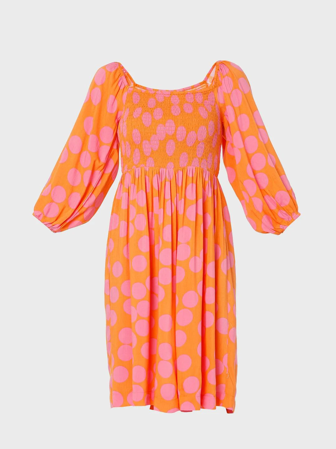 Orange Polka Dot Fit & Flare Dress - Image 7