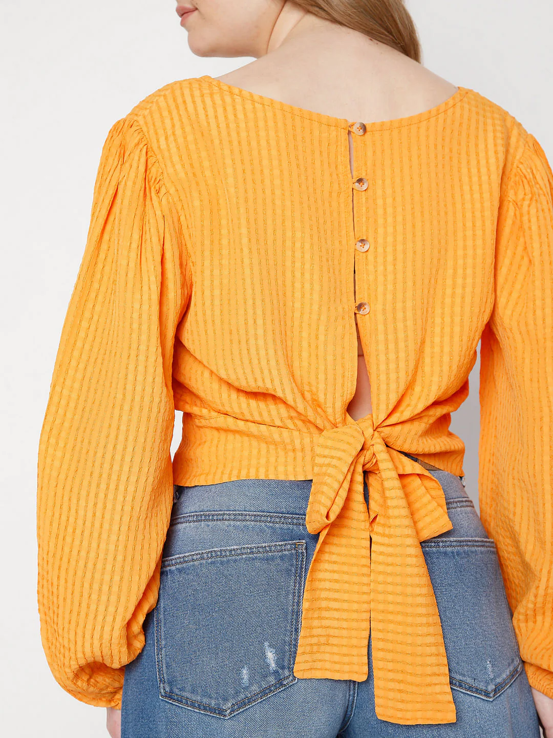 Orange Textured Wrap Top - Image 6