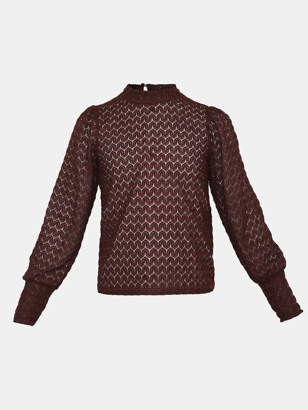 Maroon Lace High Neck Top - Image 7