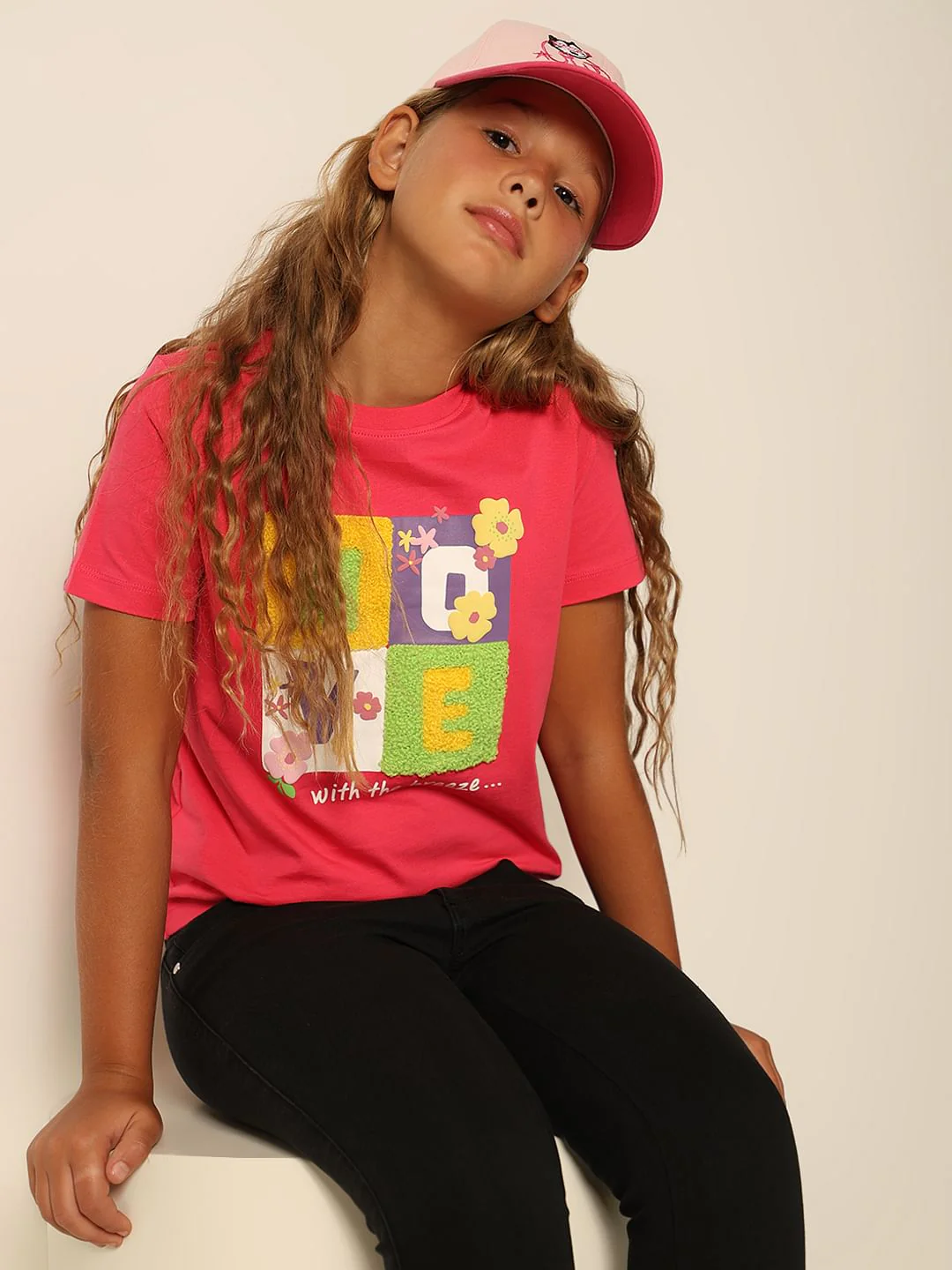Girls Pink Printed T-Shirt