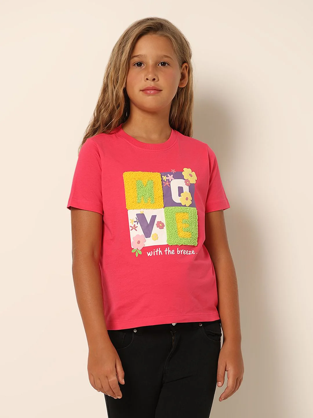 Girls Pink Printed T-Shirt - Image 2