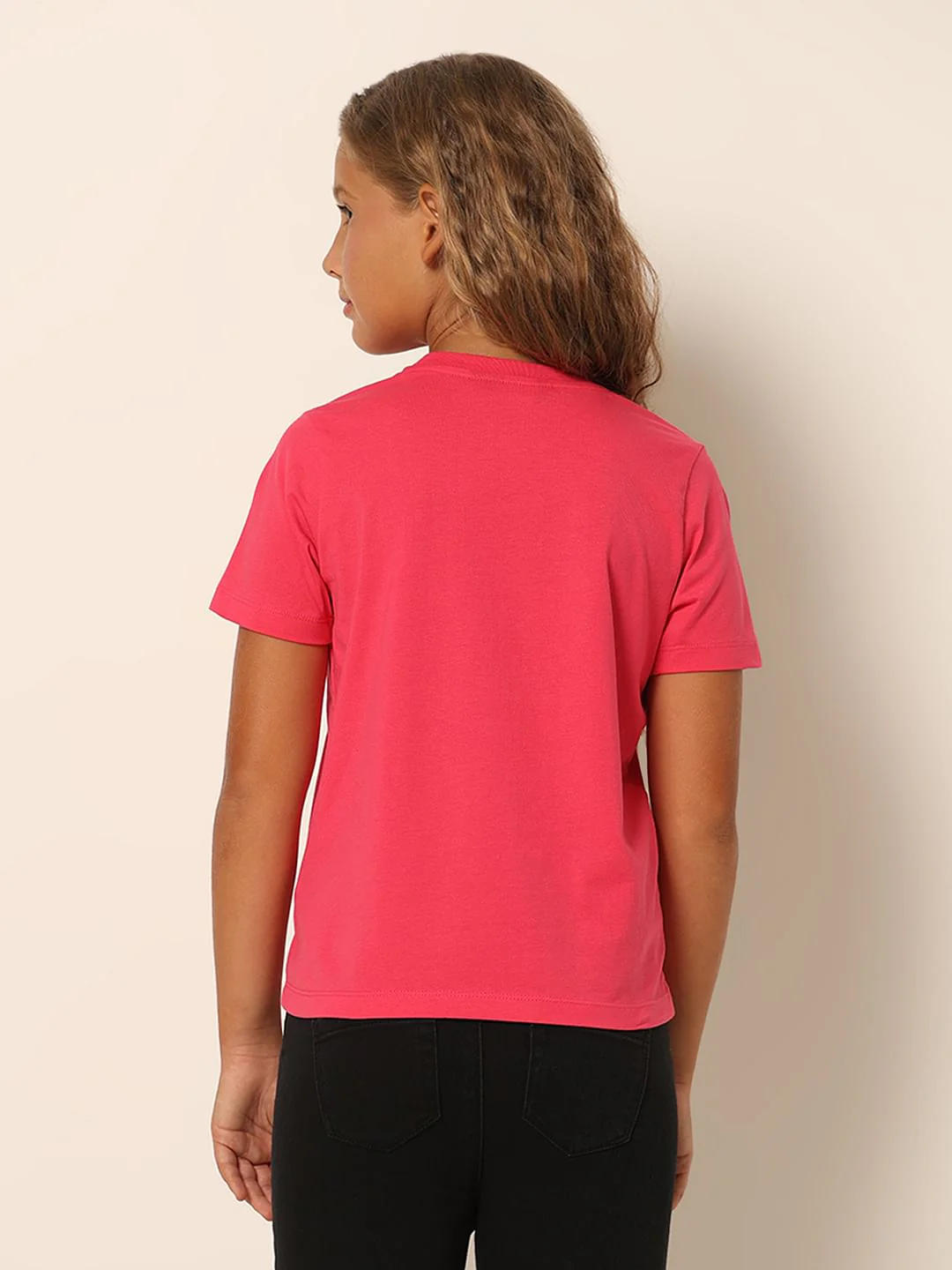 Girls Pink Printed T-Shirt - Image 3