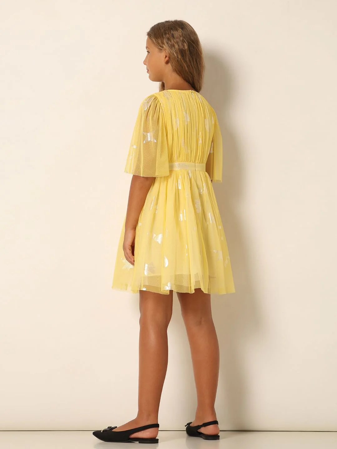 Girls Yellow Fit & Flare Dress - Image 3