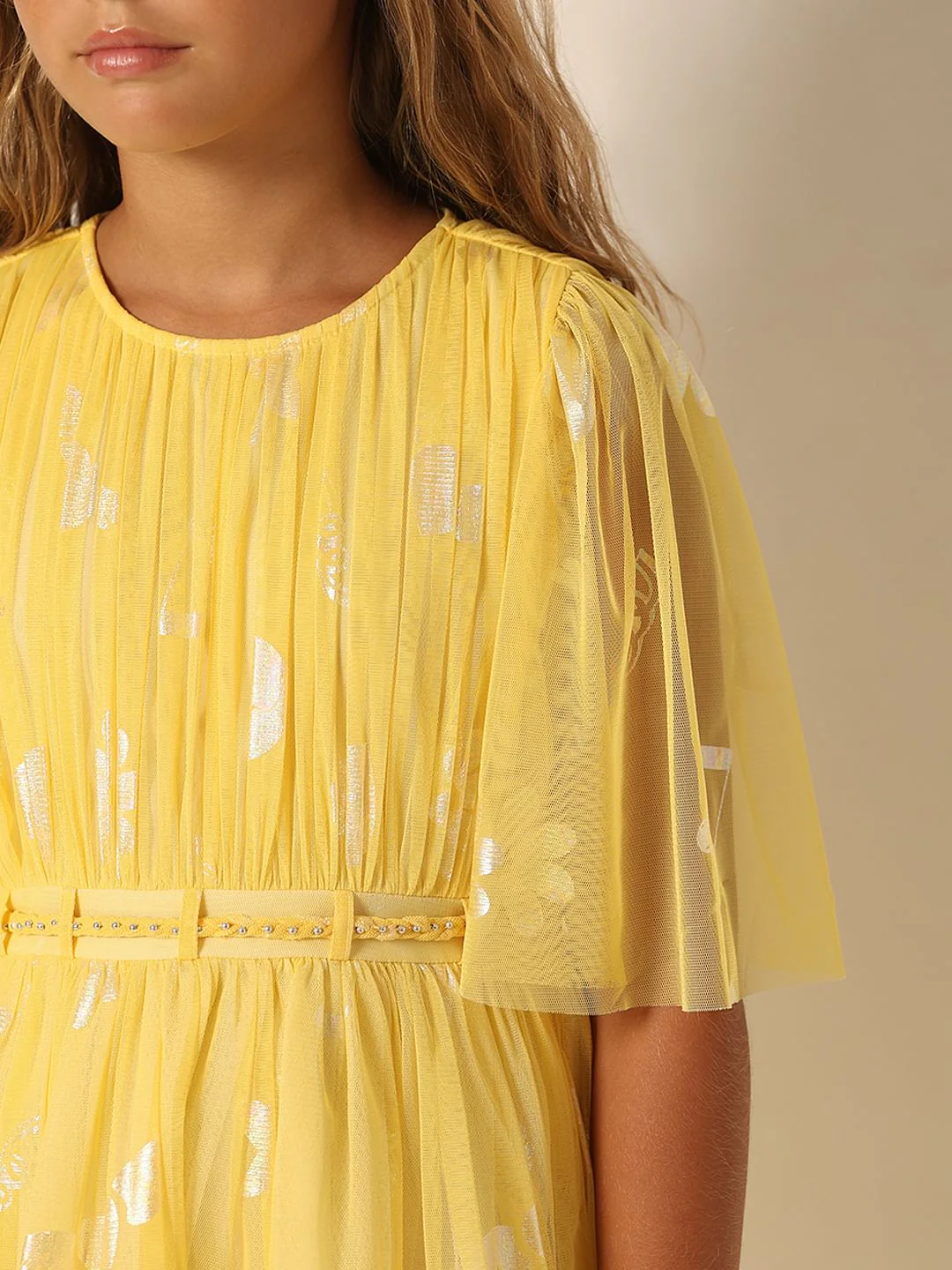 Girls Yellow Fit & Flare Dress - Image 4