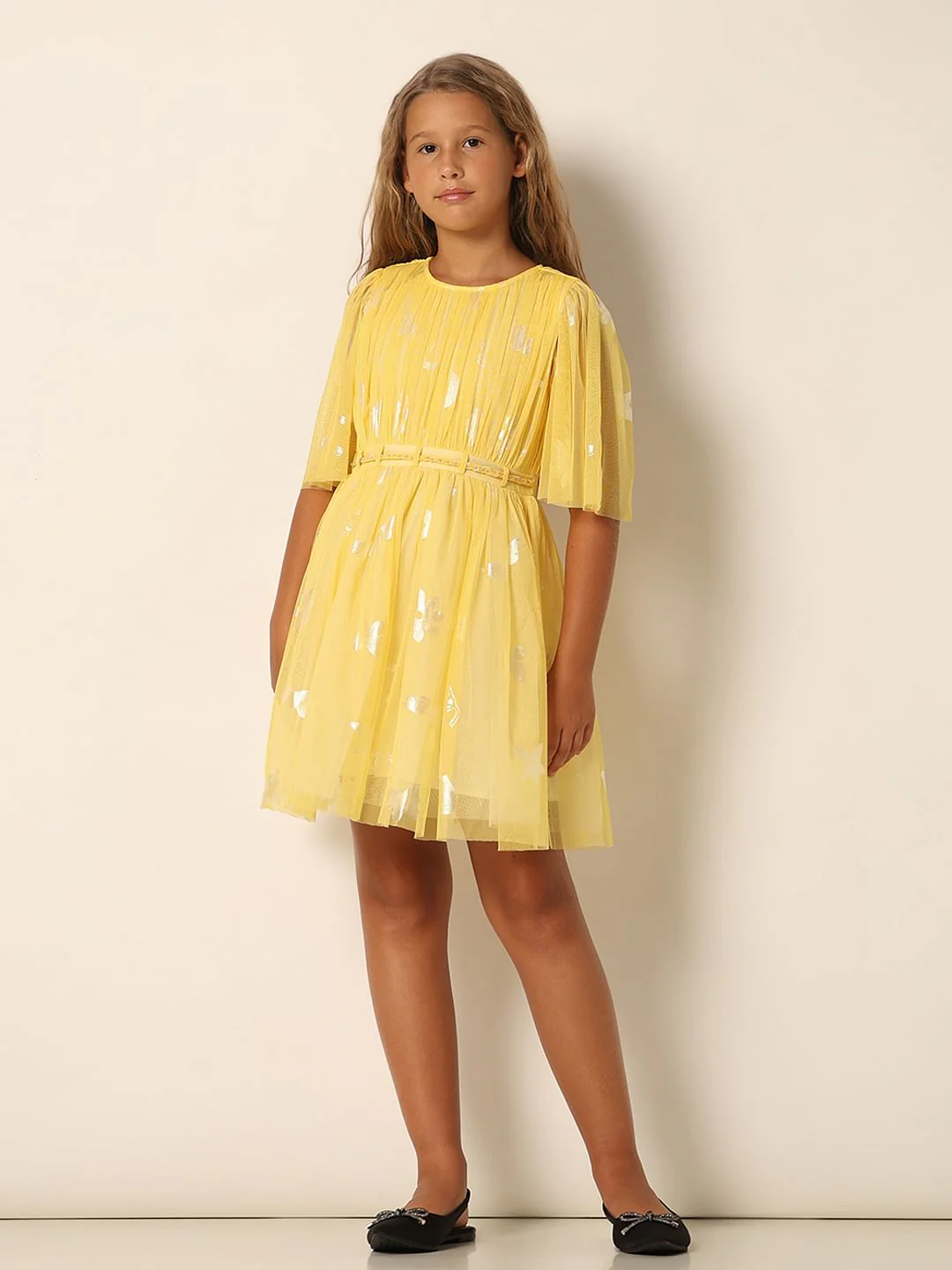 Girls Yellow Fit & Flare Dress - Image 5