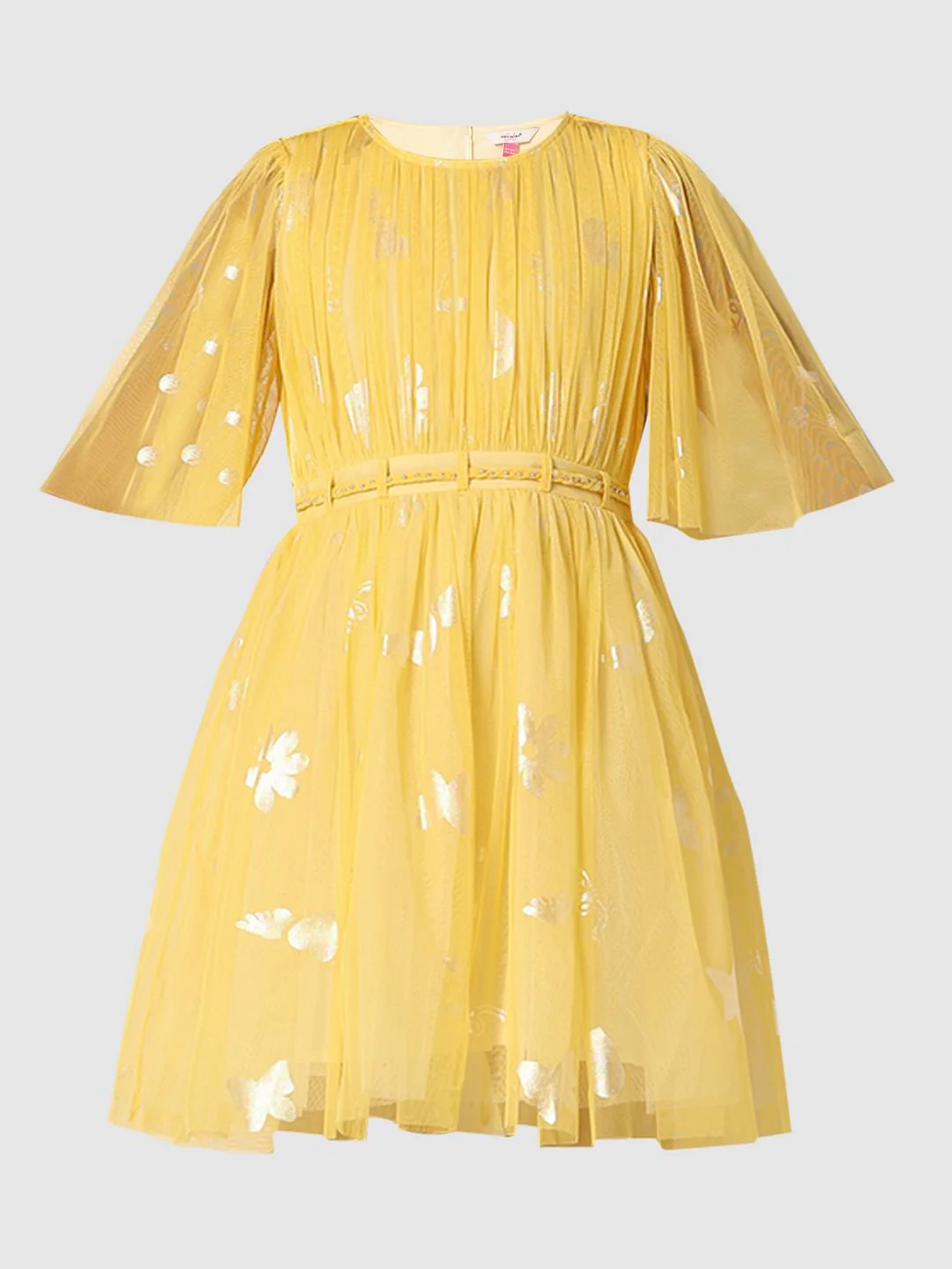 Girls Yellow Fit & Flare Dress - Image 6